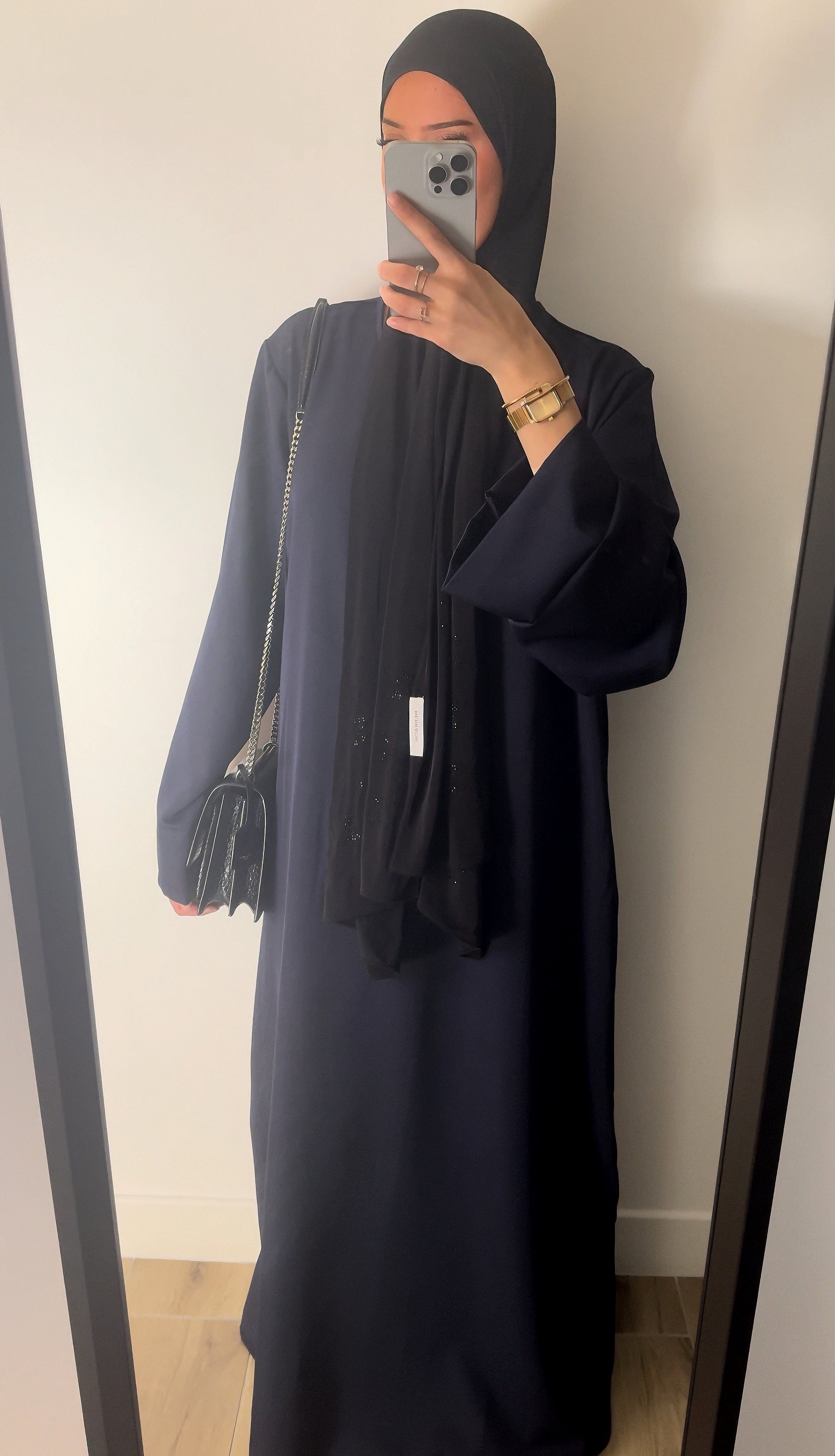 Abaya Poche Bleu Marine