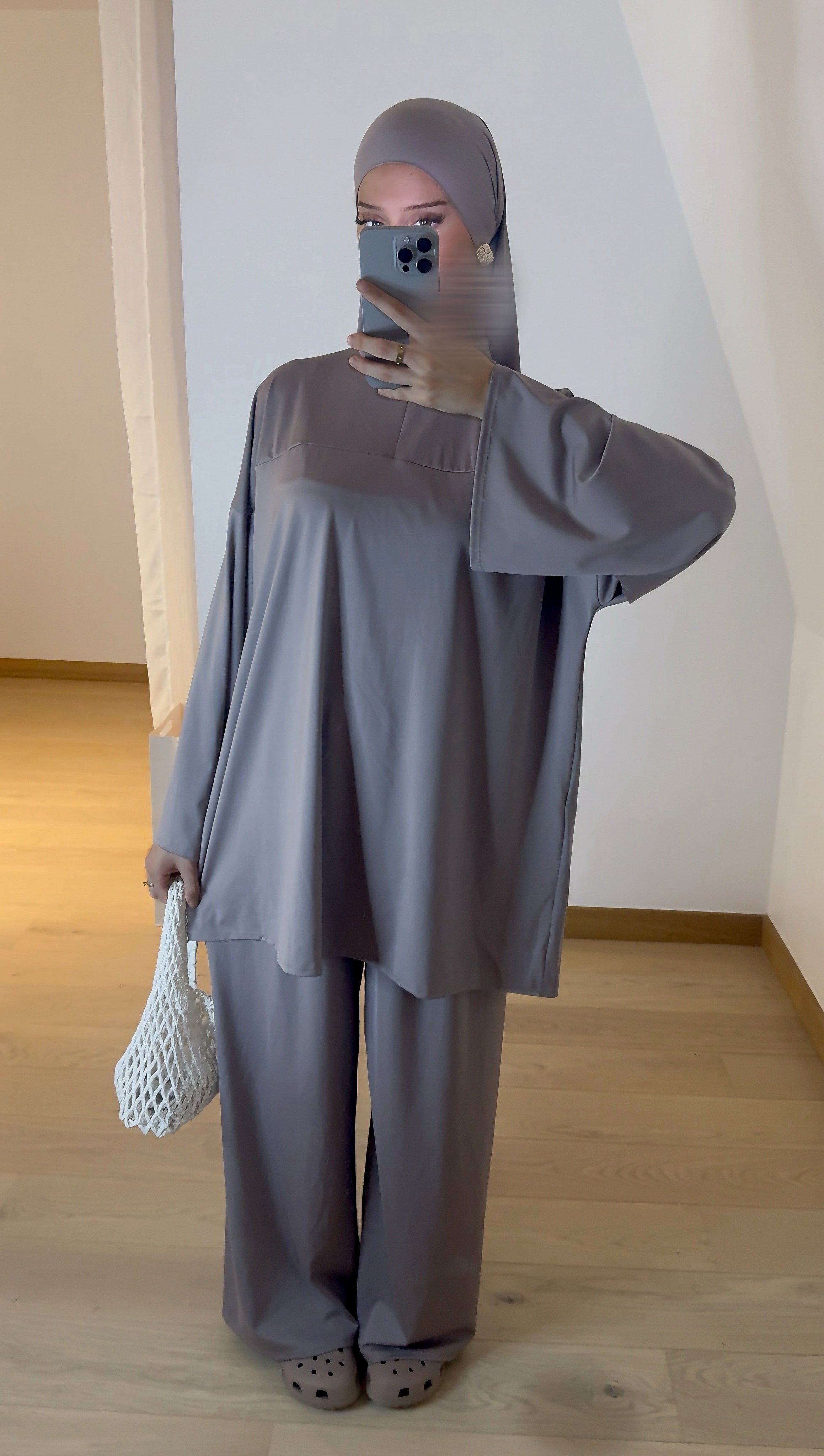 Burkini 3 pièces Zip Col Taupe