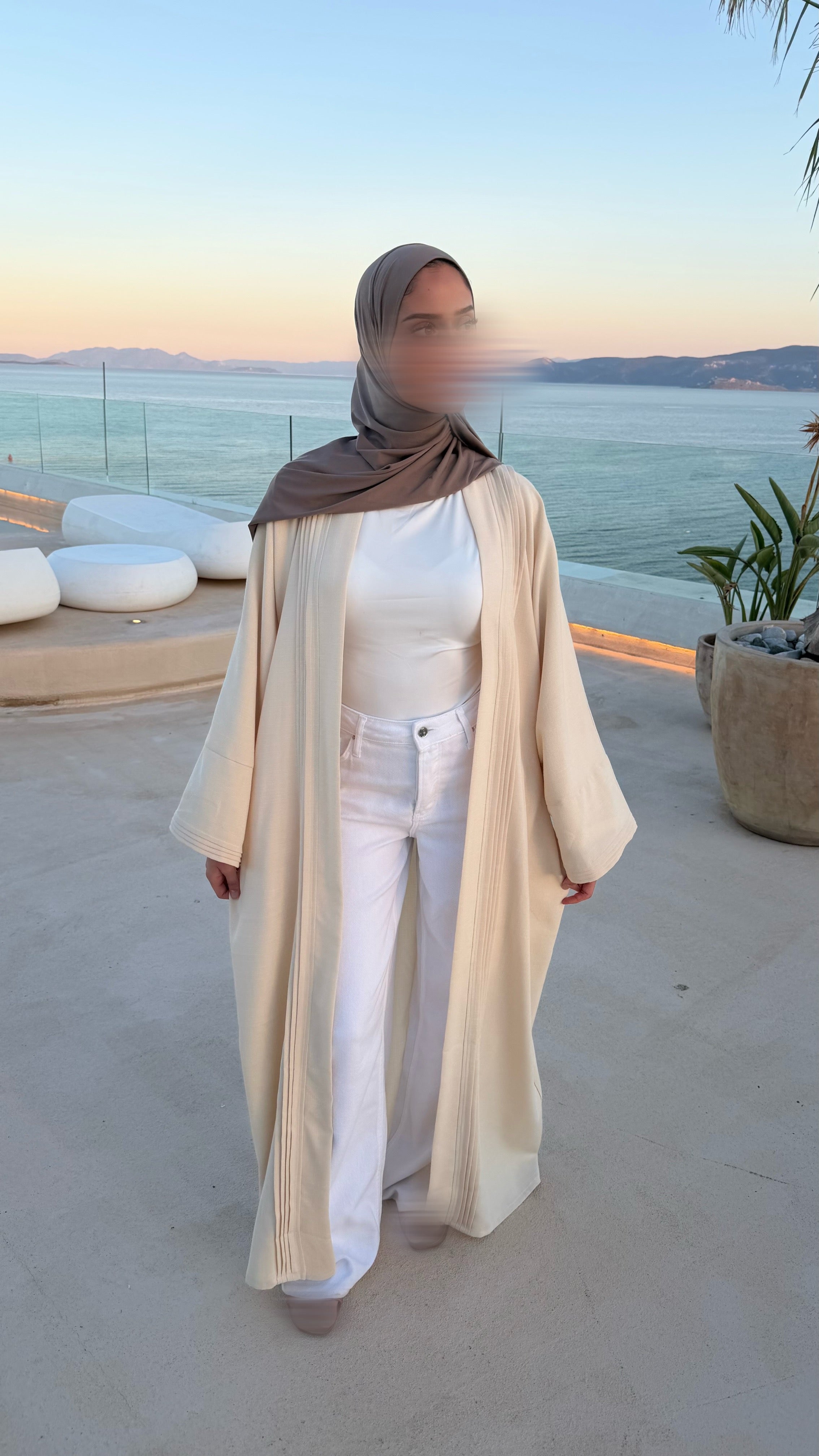 KIMONO EFFET LIN BEIGE