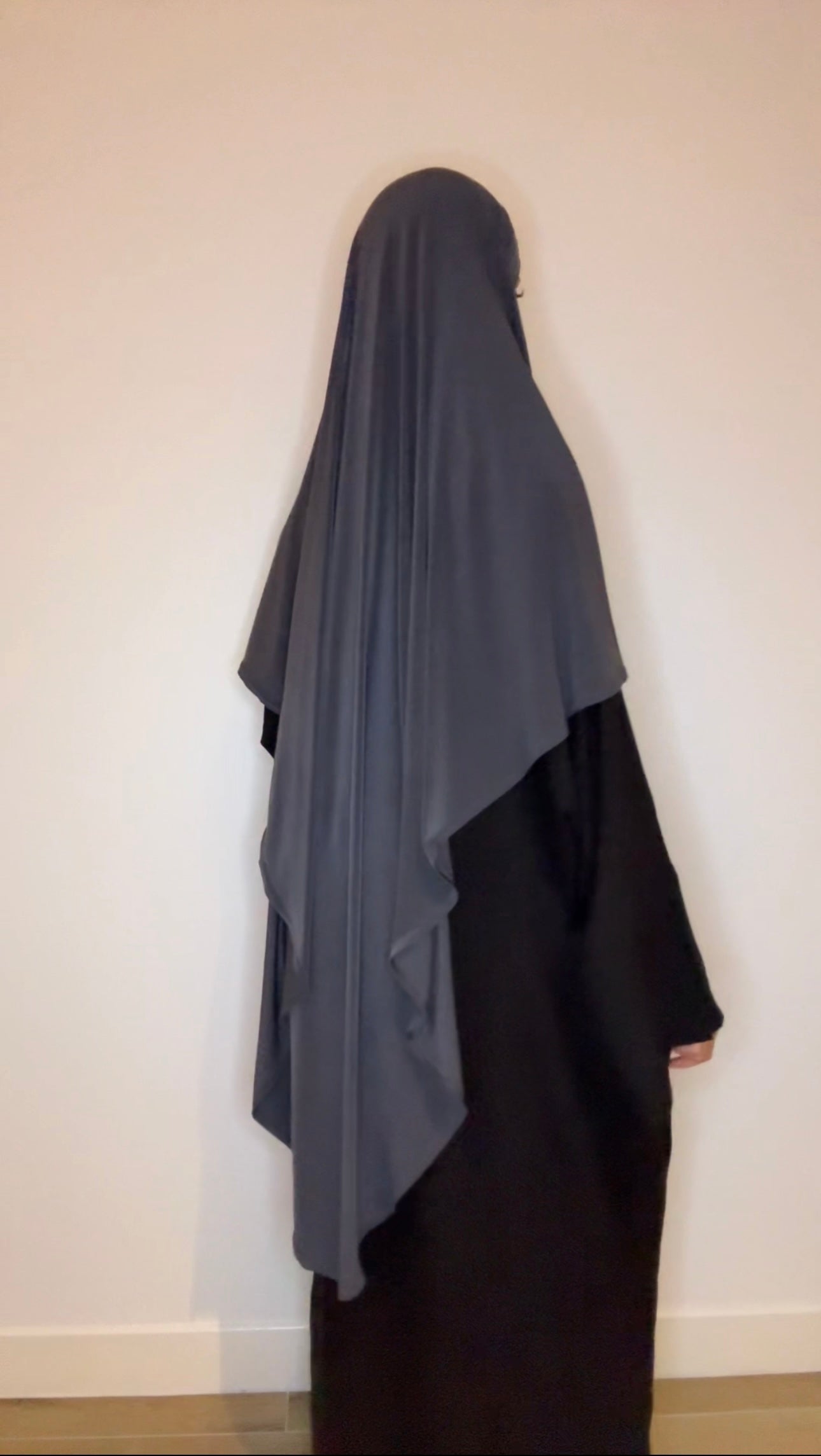 Khimar Maxi Long Jersey Premium Gris Anthracite