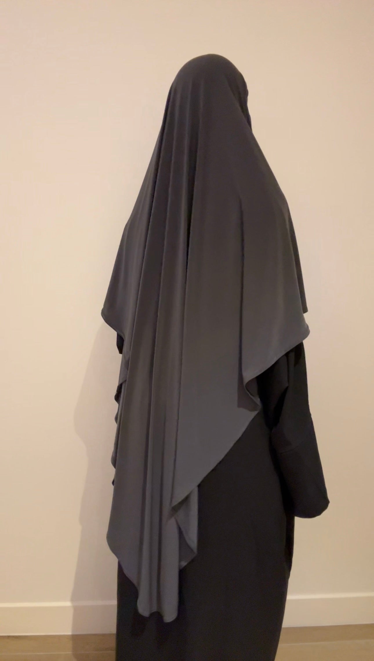 Khimar Maxi Long Jersey Premium Gris Anthracite