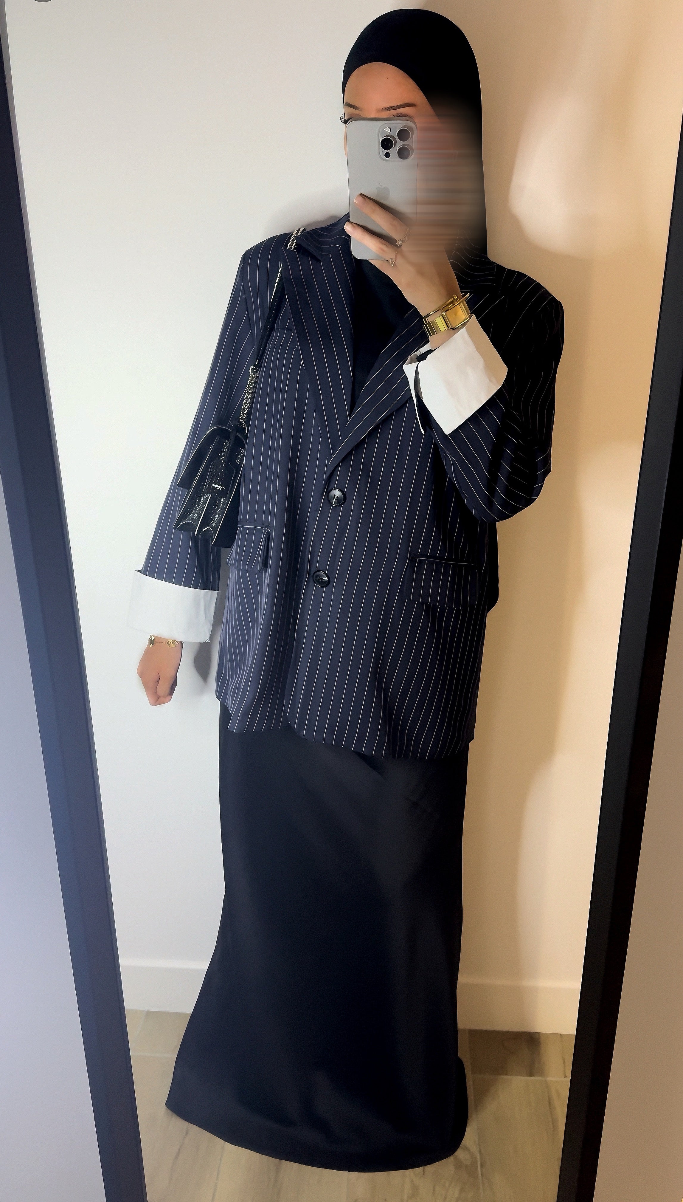 Blazer Rayé Bleu Marine