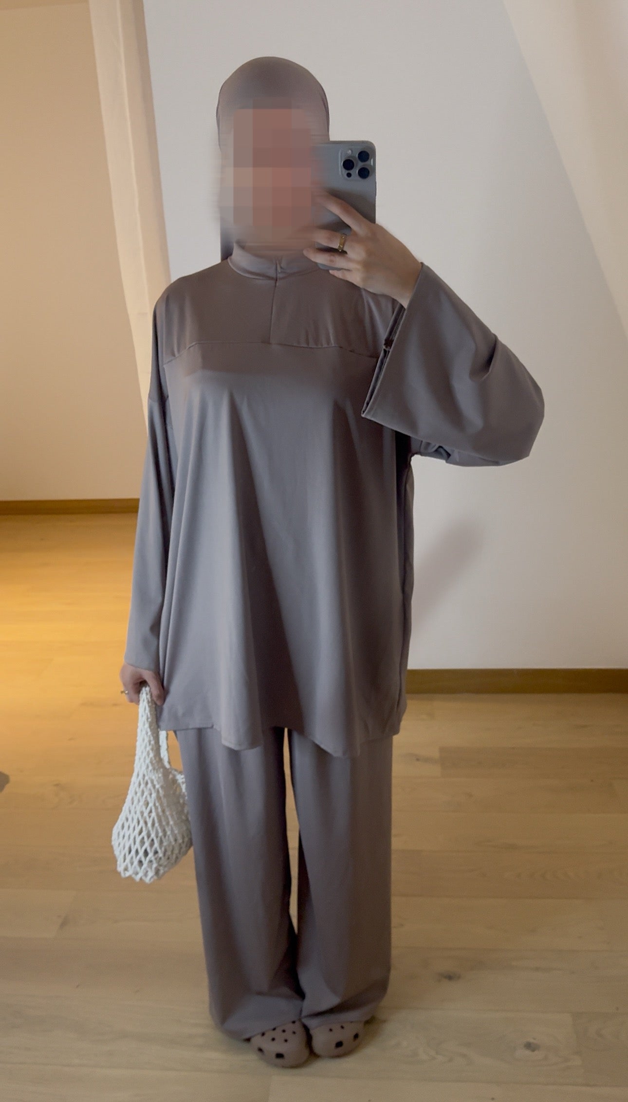 Burkini 3 pièces Zip Col Taupe