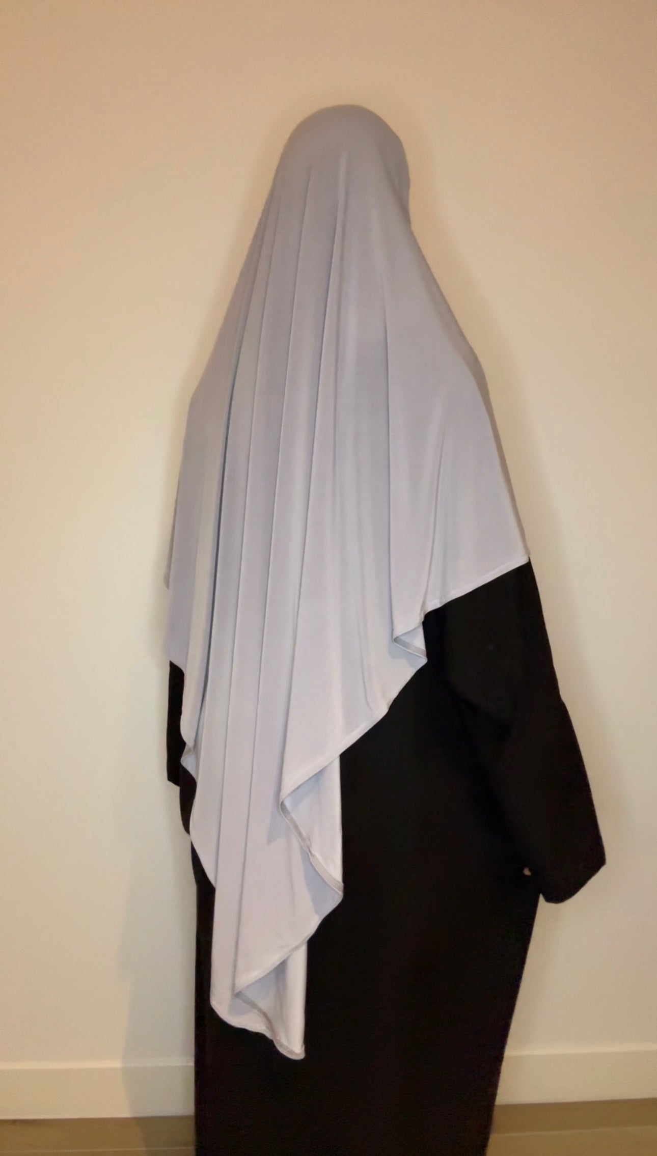 Khimar Maxi Long Jersey Premium Gris Clair