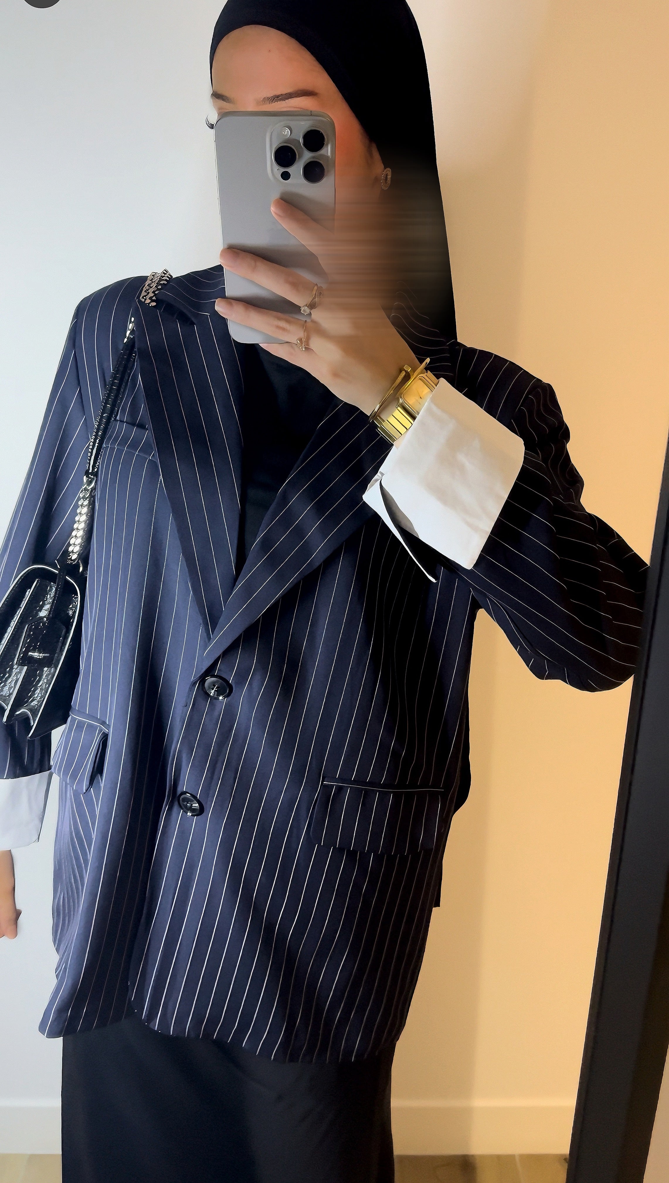 Blazer Rayé Bleu Marine