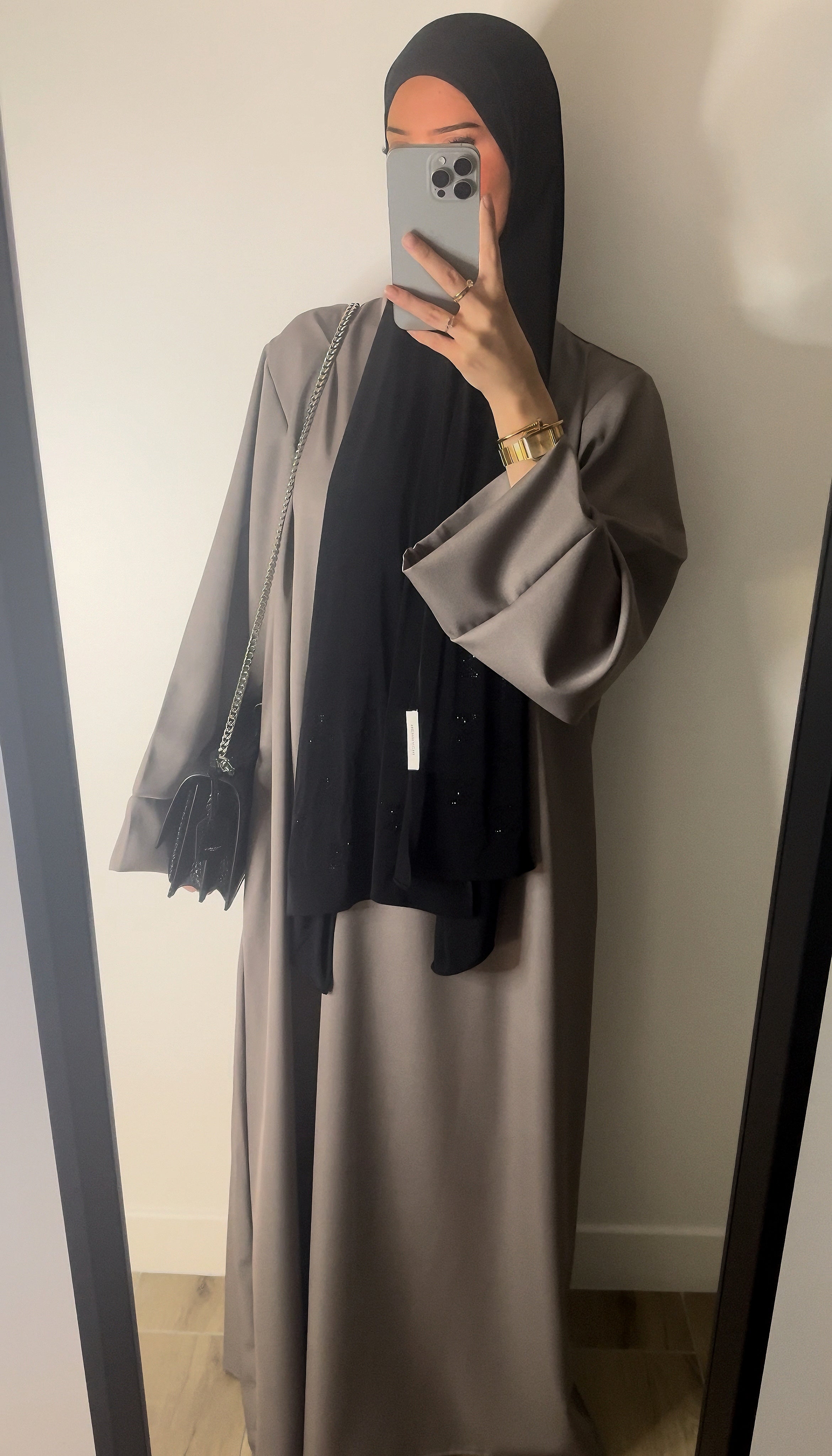 Abaya Poche Taupe