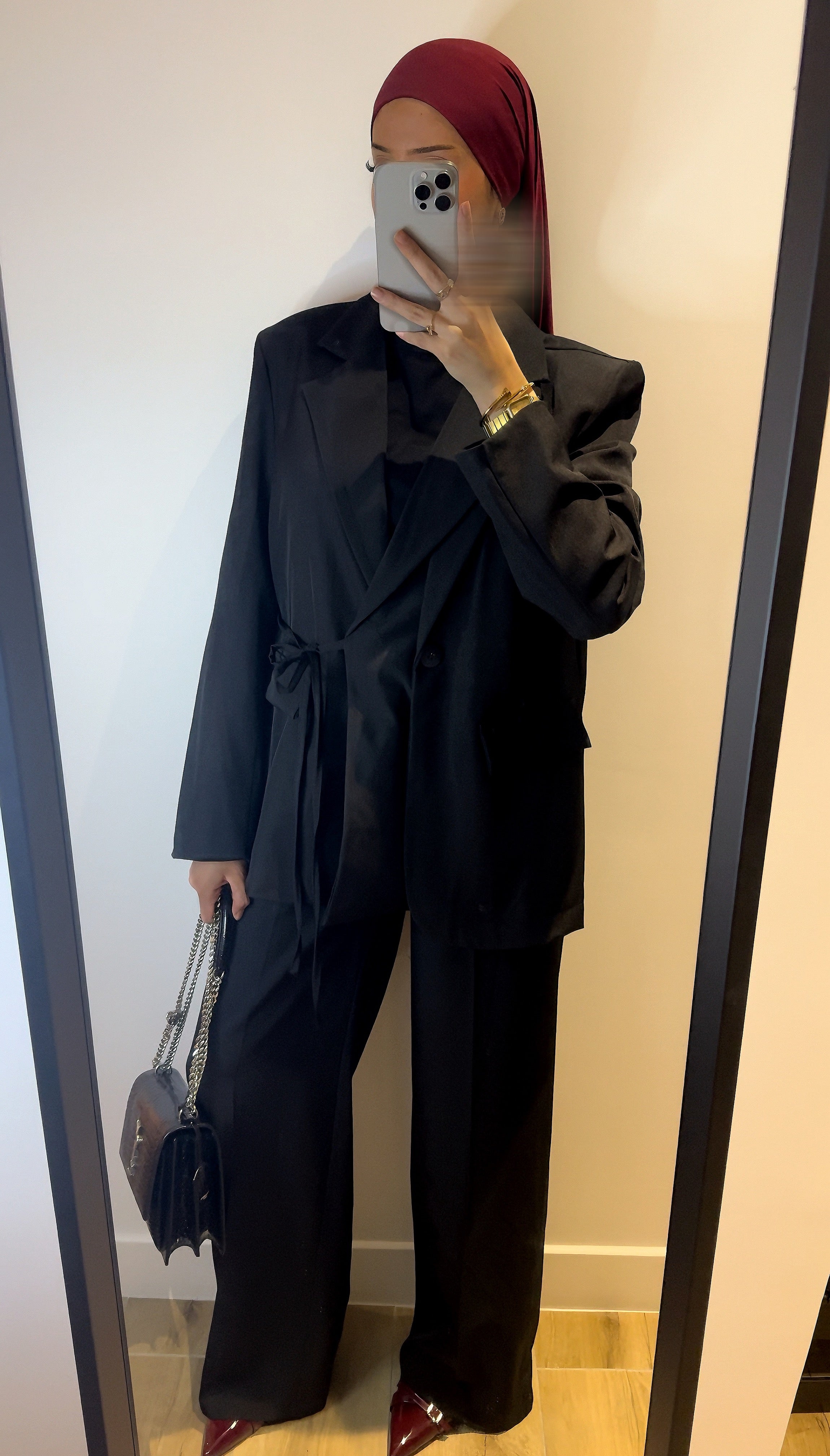 Ensemble Blazer À Noeud Noir