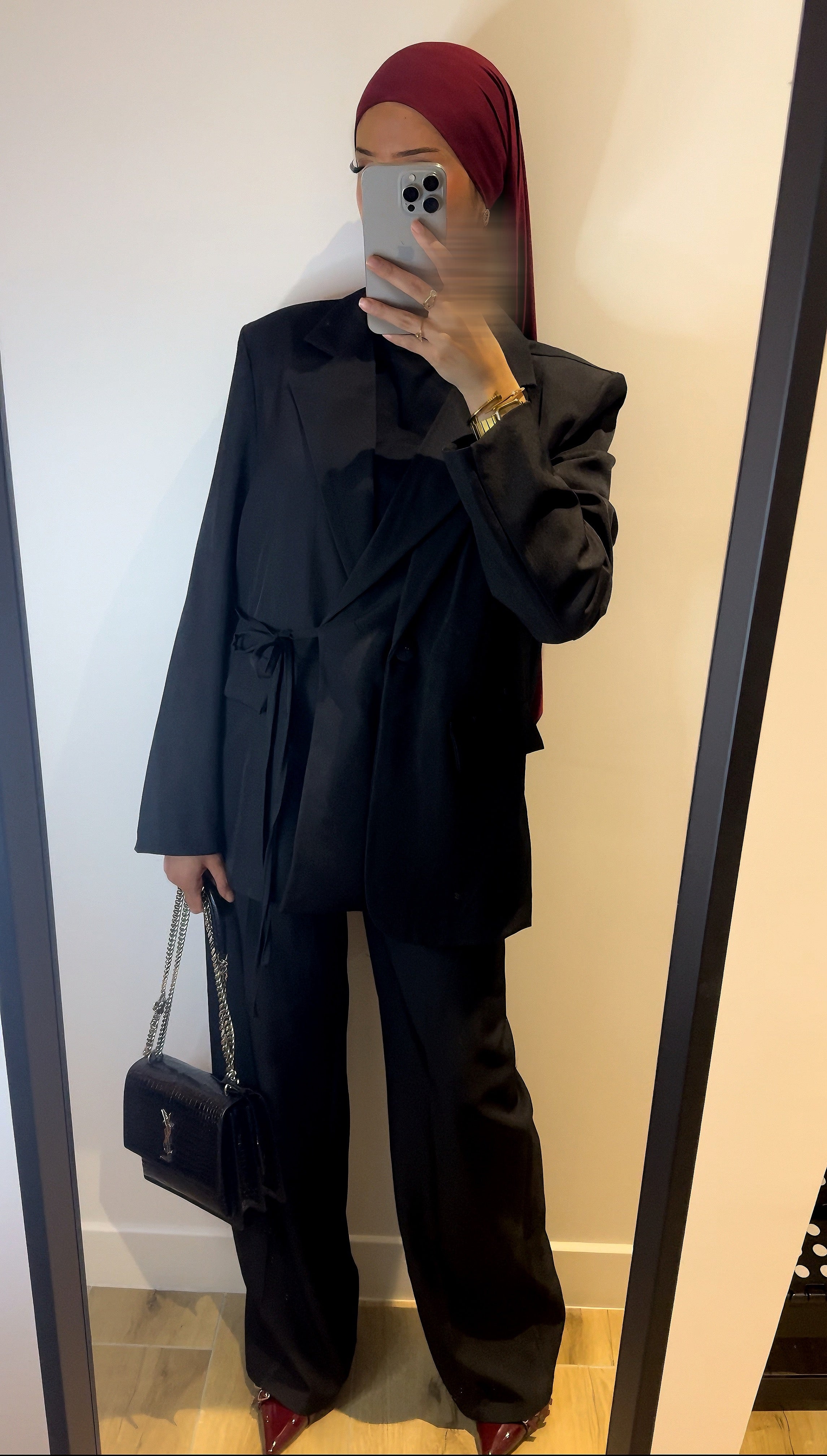 Ensemble Blazer À Noeud Noir