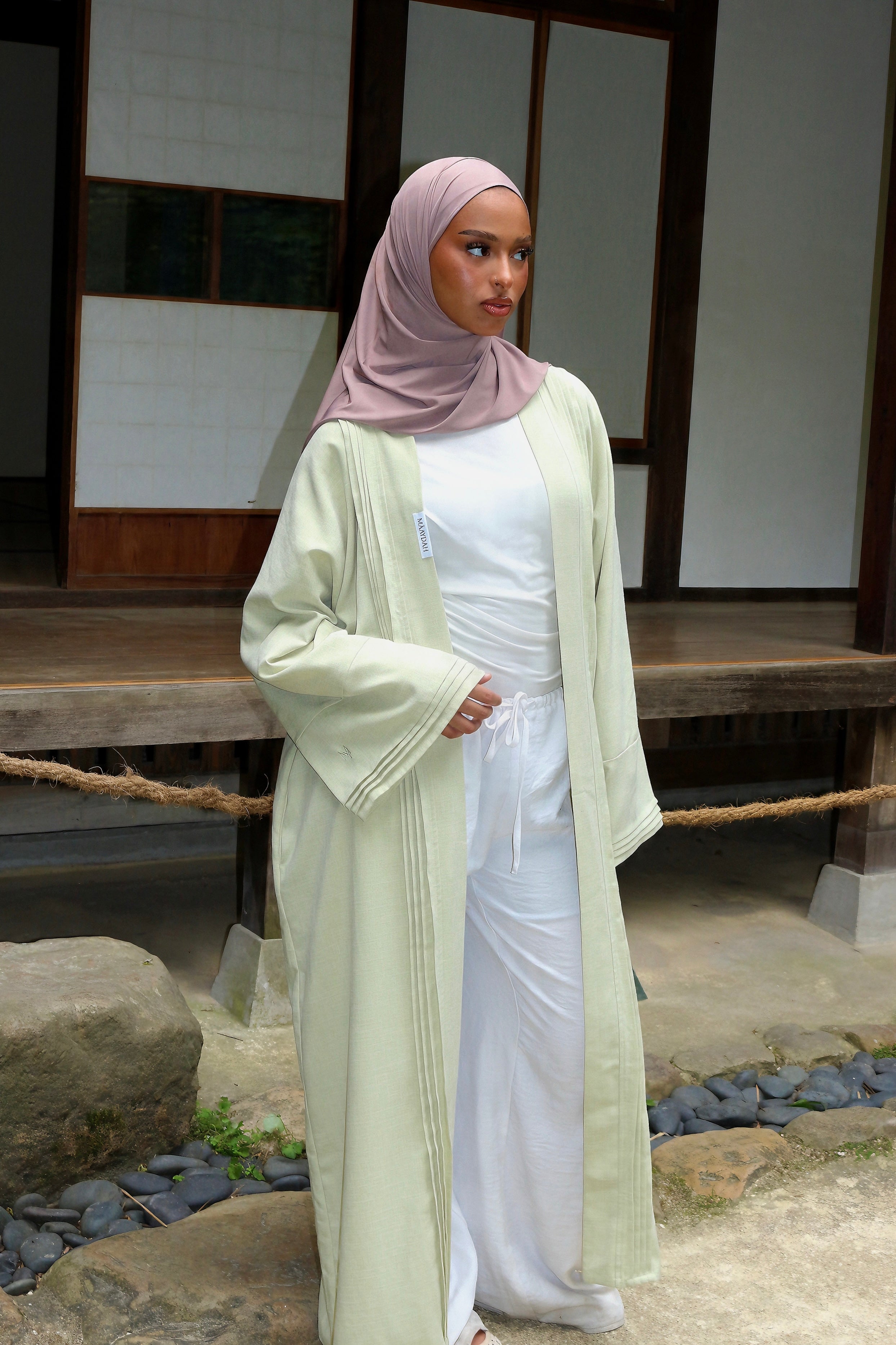 KIMONO EFFET LIN VERT D’EAU