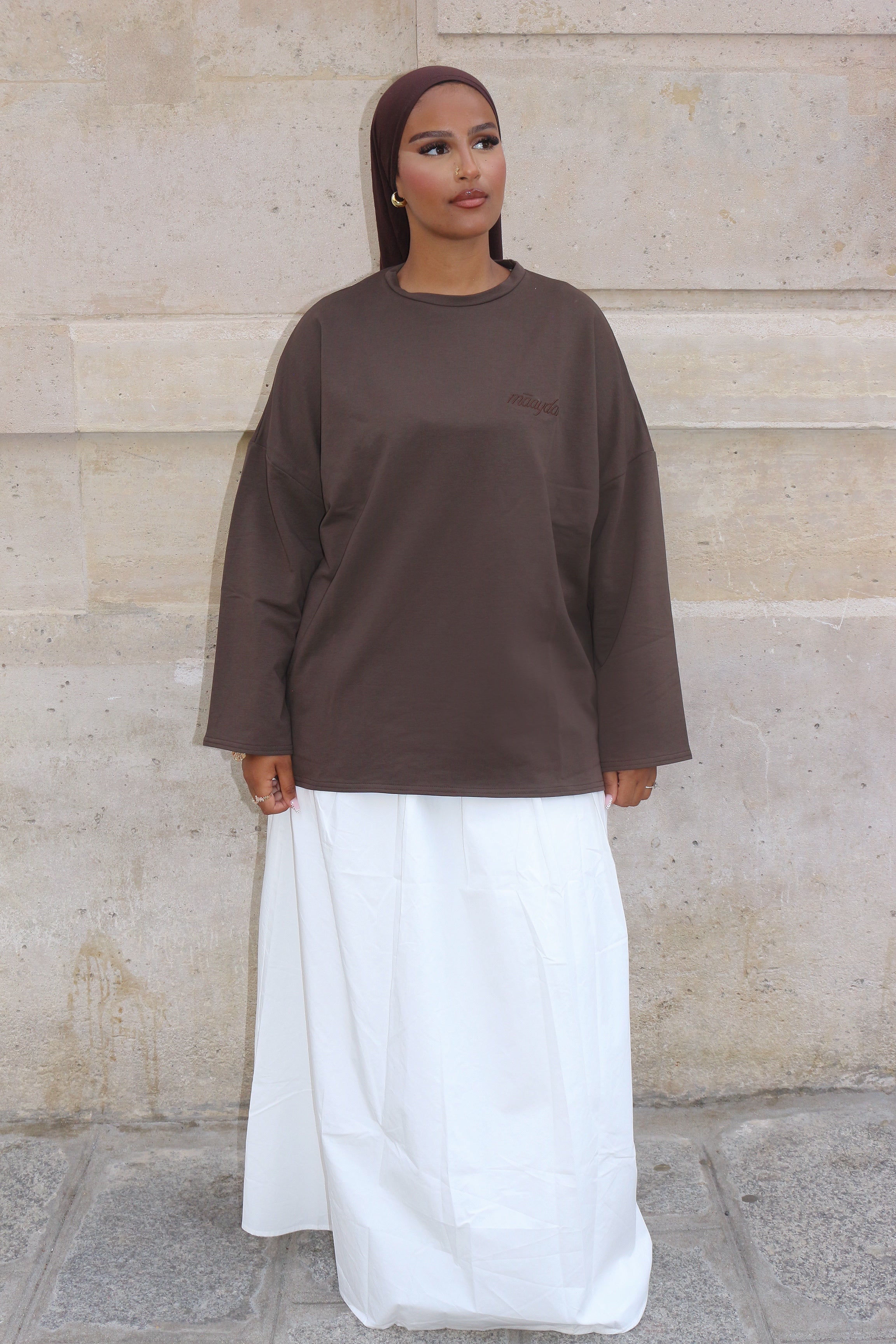 T-SHIRT SIGNATURE MARRON