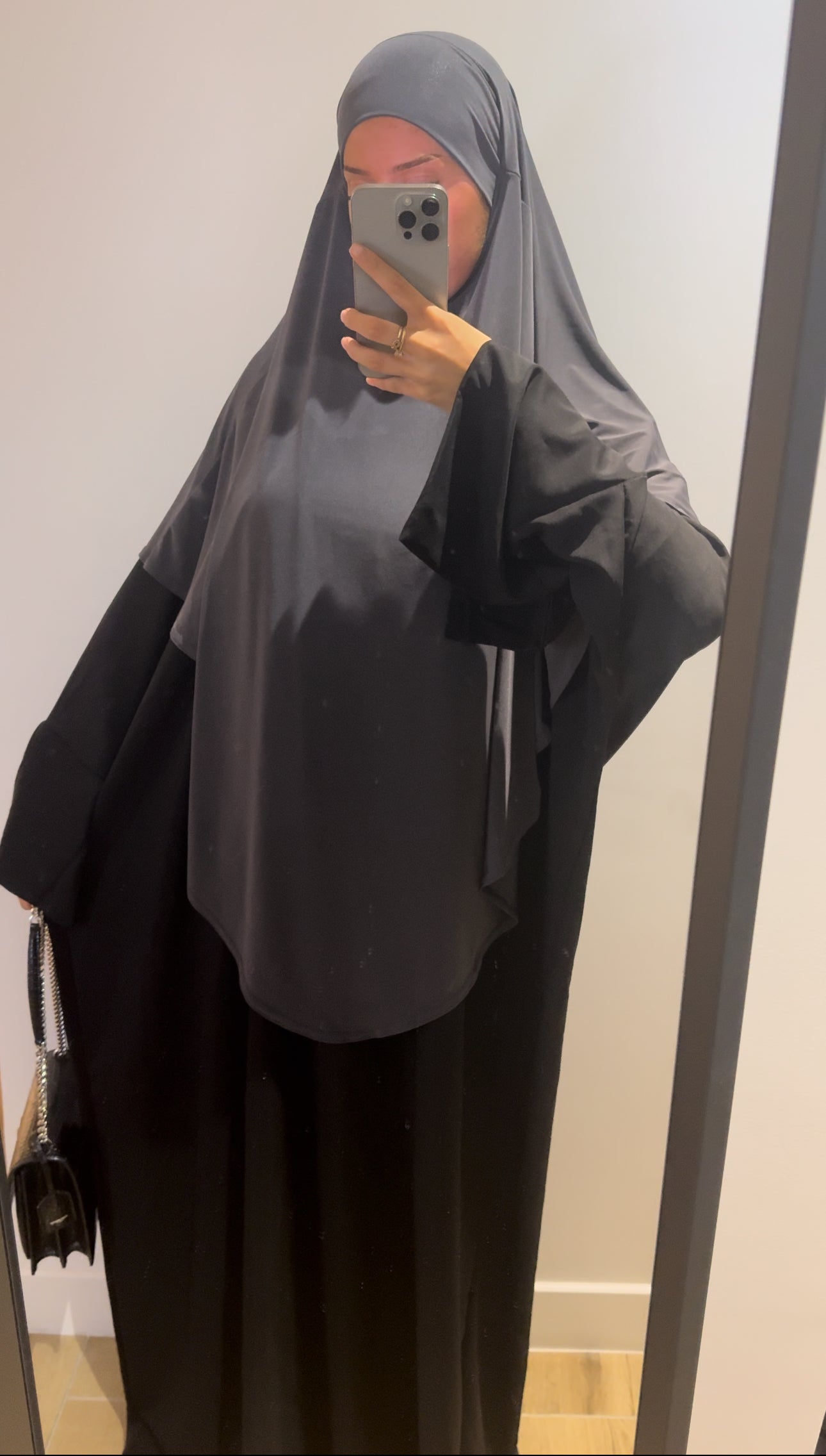 Khimar Maxi Long Jersey Premium Gris Anthracite