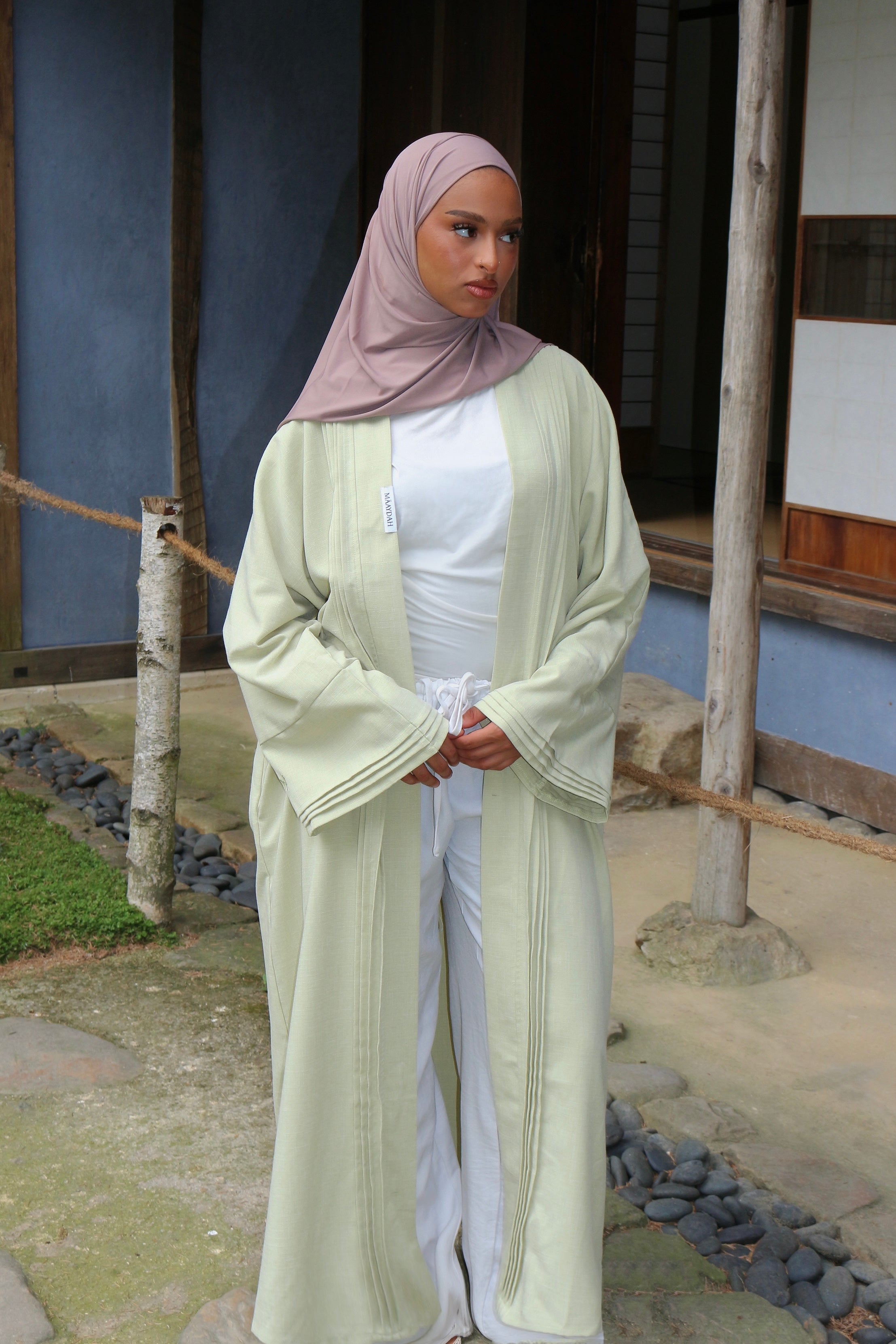 KIMONO EFFET LIN VERT D’EAU