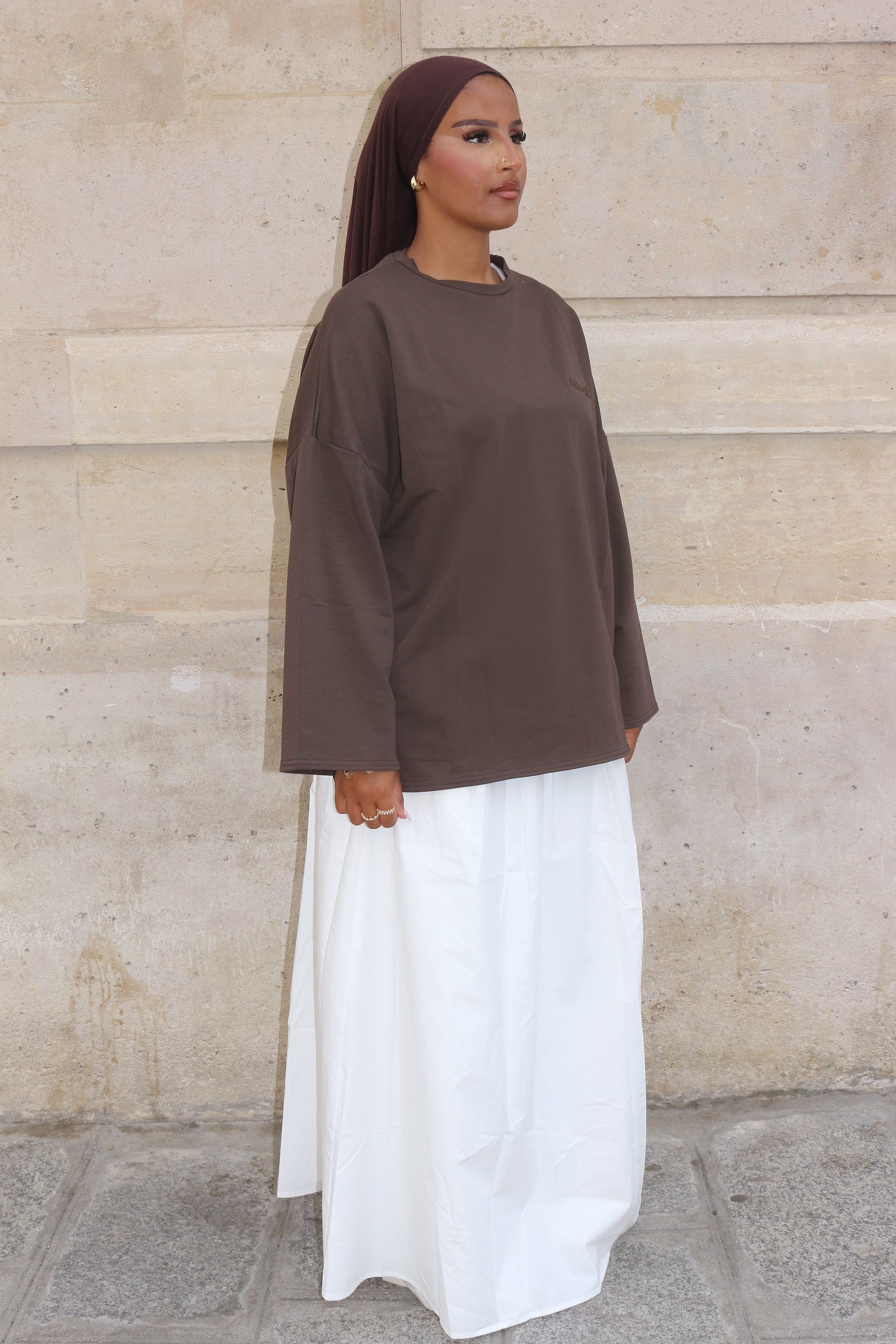 T-SHIRT SIGNATURE MARRON