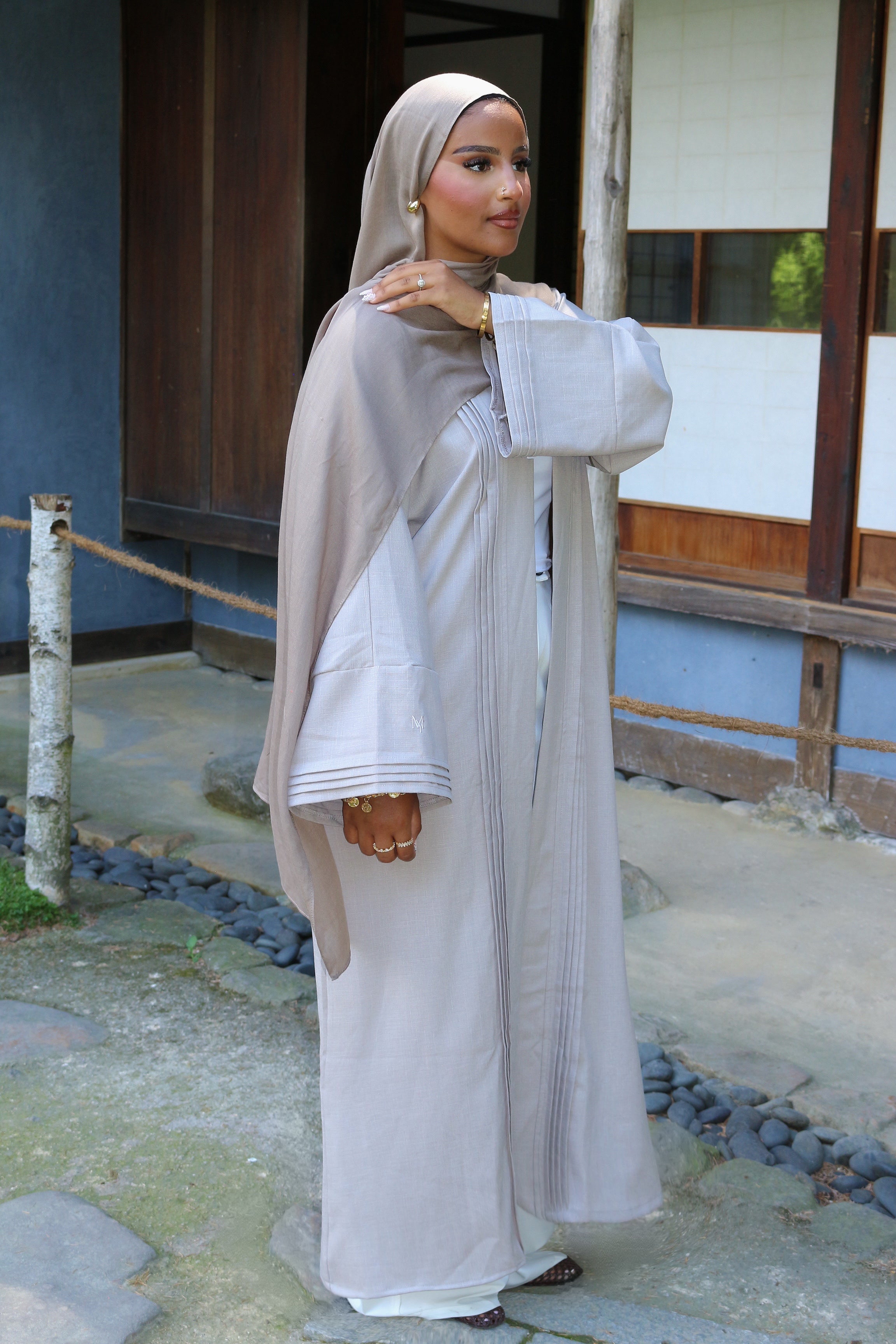 KIMONO EFFET LIN TAUPE