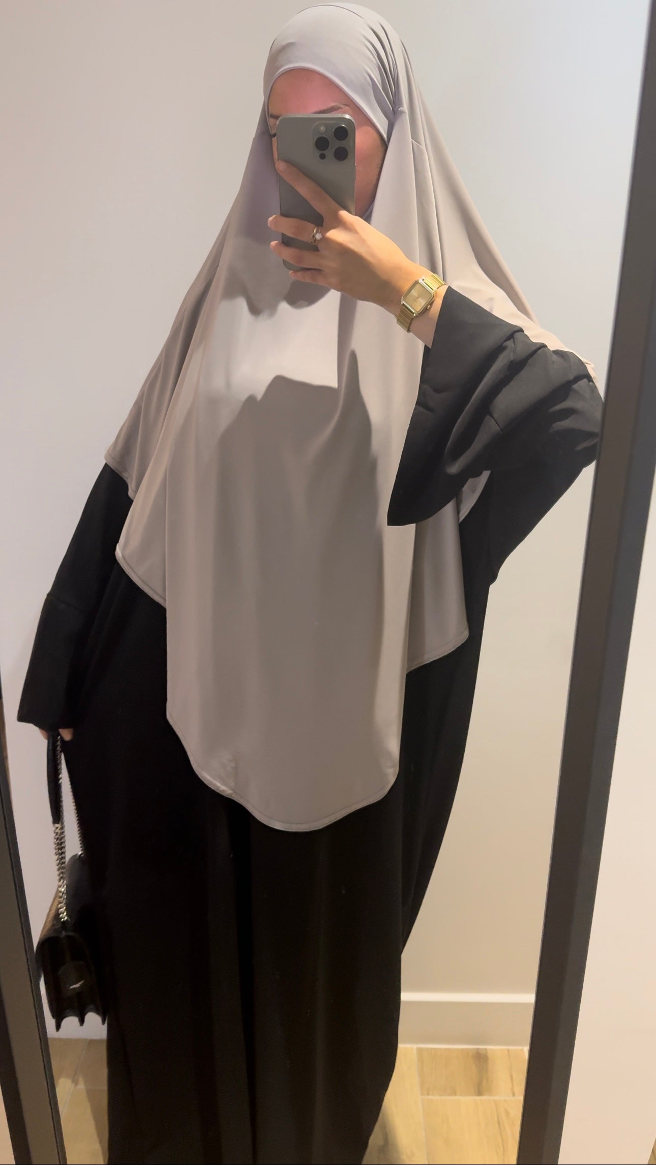 Khimar Maxi Long Jersey Premium Taupe Clair