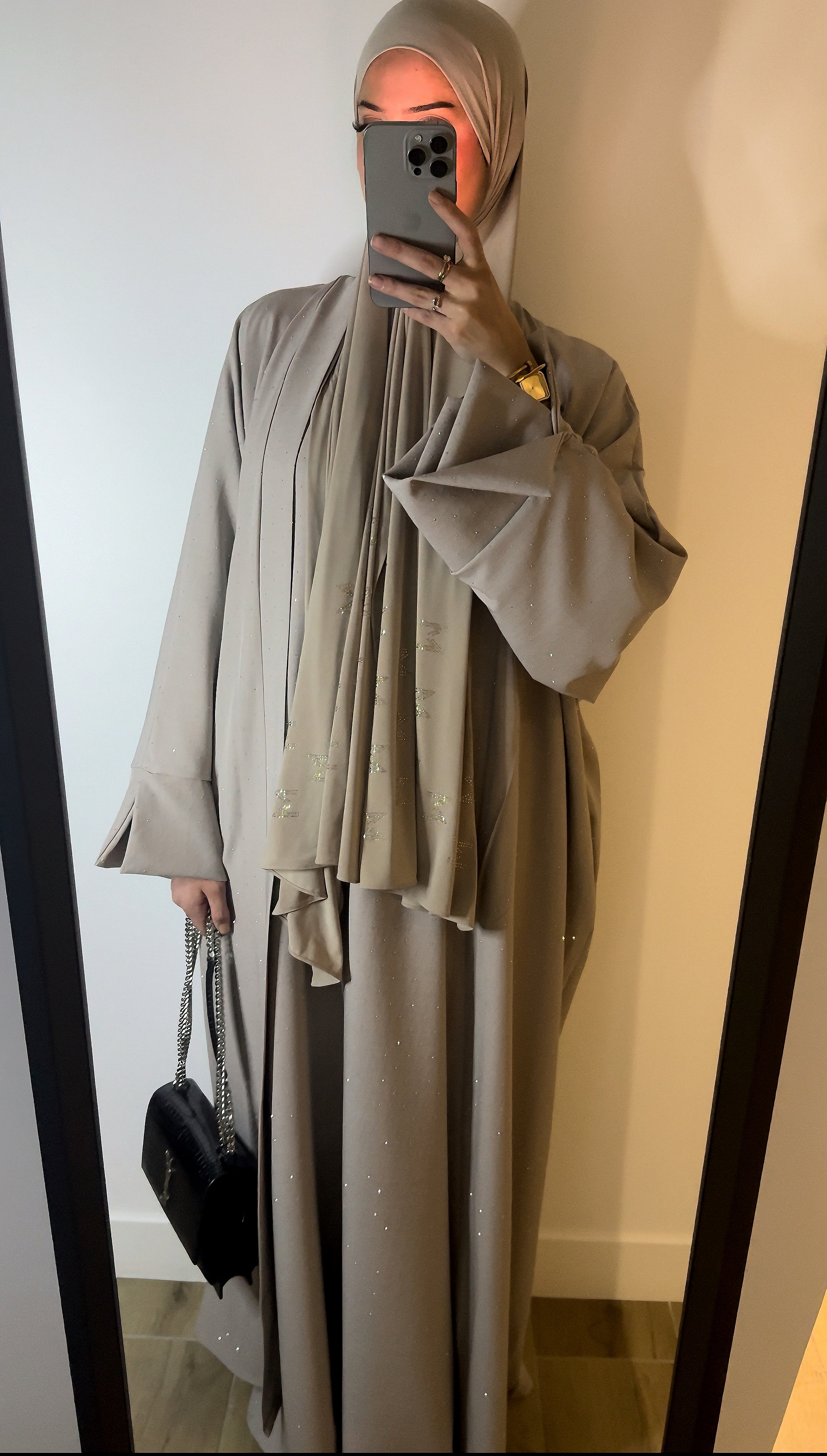 Abaya Pailleté Taupe