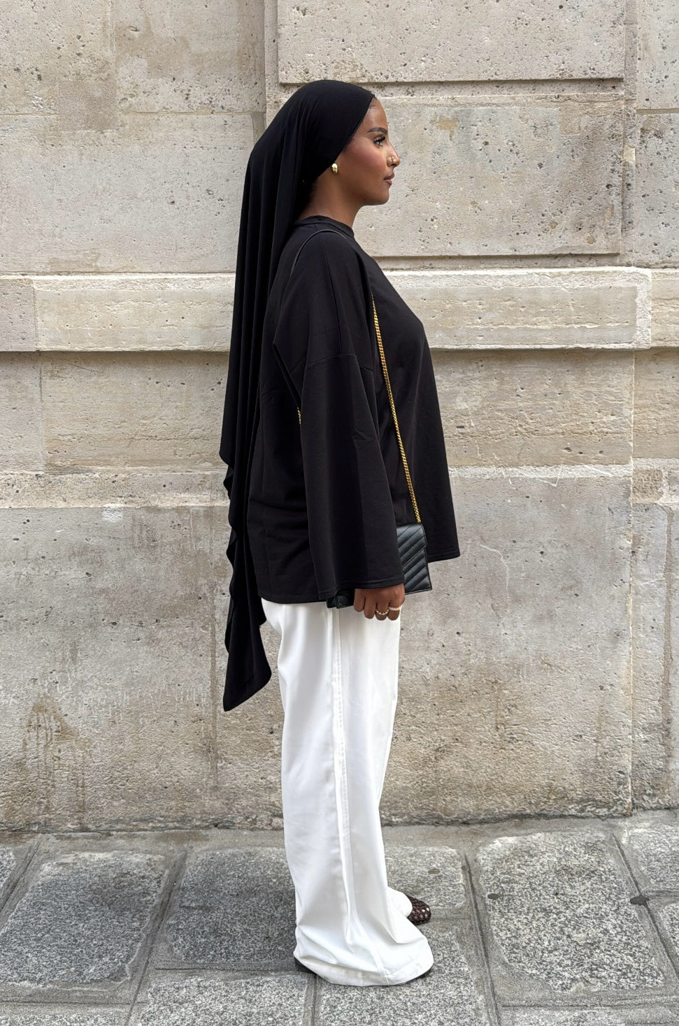 T-SHIRT SIGNATURE NOIR LOGO BLANC
