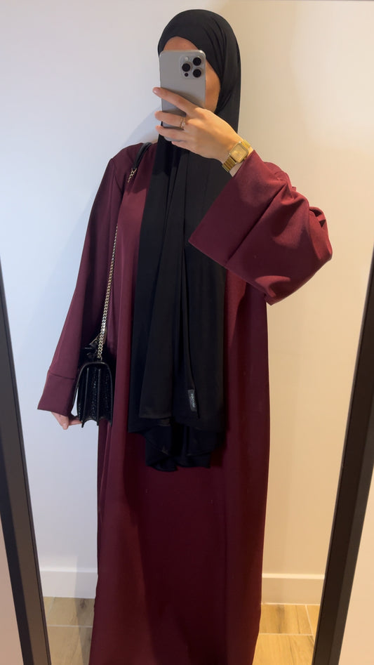 Abaya Poche Bordeaux