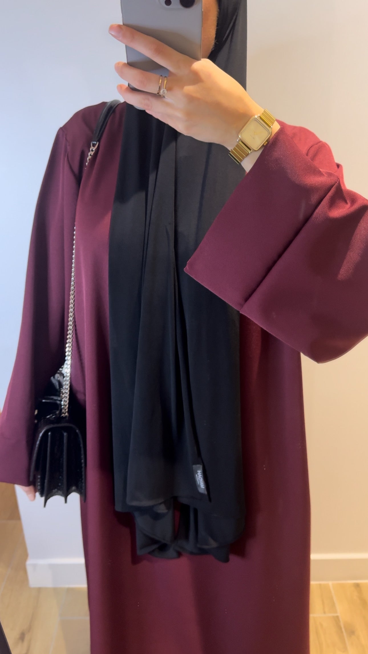 Abaya Poche Bordeaux