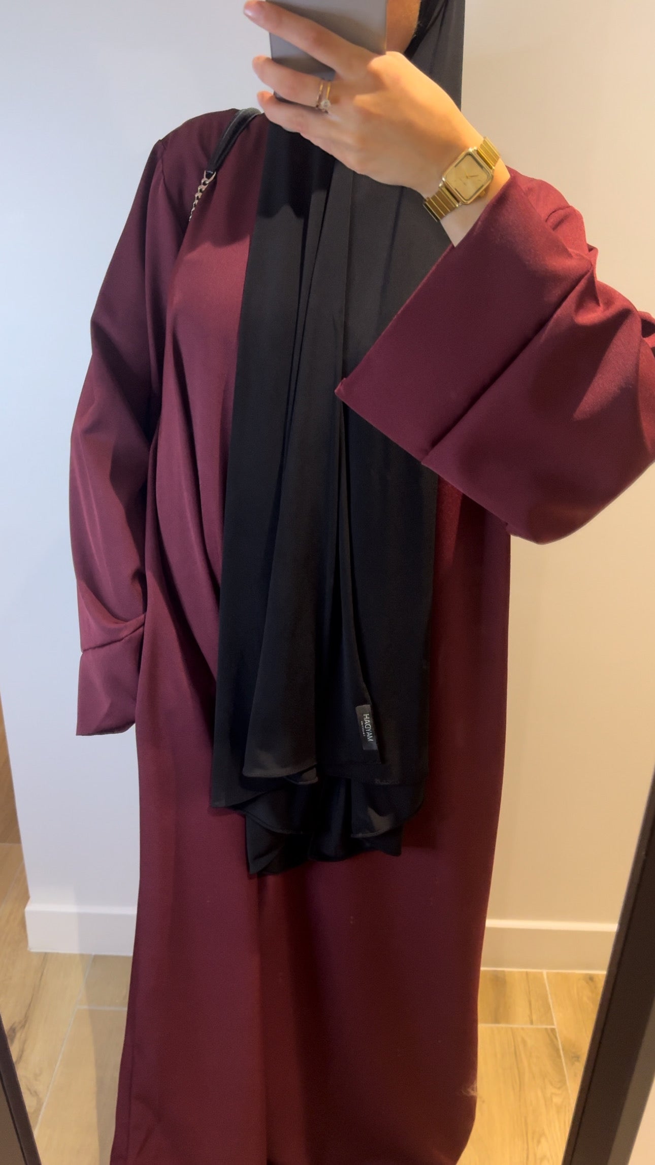 Abaya Poche Bordeaux