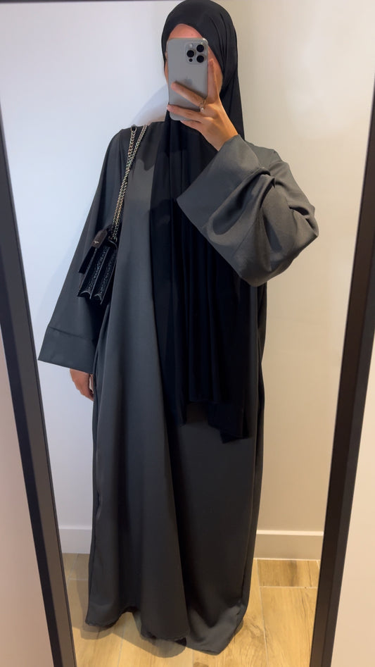 Abaya Poche Gris Foncé